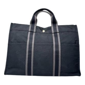 Herm&egrave;s Pre-owned Tote Bags, female, Black, Size: ONE SIZE Pre-owned Cotton Tote Bag