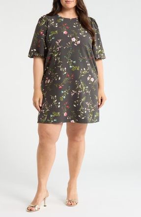 Sugarlips Morrigan Bubble Sleeve Shift Dress in Green-Multi at Nordstrom, Size 1 X