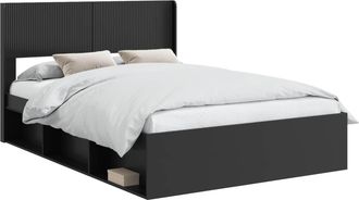 vidaXL Estructura De Cama Con Almacenamiento Y Cabecero Negro Vidaxl