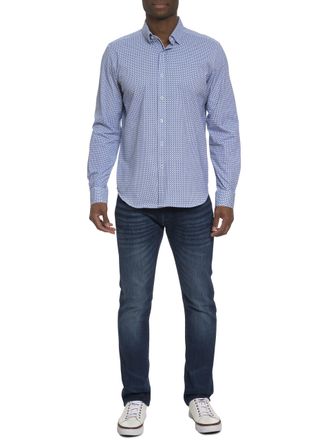 Robert Graham Mens Girman L/S Knit Shirt, Navy, 3XL