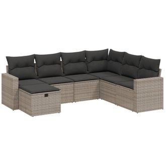 vidaXL Vidaxl - Set Divani da Giardino 7 pz con Cuscini Grigio in Polyrattan