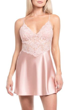 In Bloom by Jonquil Rosalie Lace Trim Satin Chemise in Rose Dawn at Nordstrom, Size Small