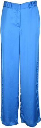 Simona Corsellini Polyester Broek - Dames - Wijde Broeken - Blauw - M - Polyester - Broeken