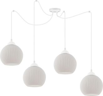 OEM L&aacute;mpara Colgante Ara&ntilde;a Riffle Blanca 4 Placas Forma Bola Blanca E27