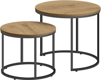 OEM Mesa De Centro Redonda 2 Piezas - Patas Roble / Negro