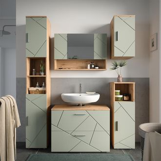 Vicco Juego De Muebles De Ba&ntilde;o Irma, Verde Salvia, 5 Partes, Vicco