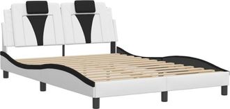 vidaXL Vidaxl - Estructura de cama luces led cuero pe blanco y negro 140x190 cm