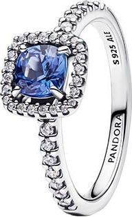 Pandora Ladies Sparkling Square Blue Halo Ring, Size 52