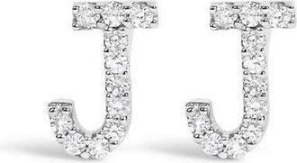 House of Brilliance 10K Gold 1/10 Cttw Diamond Initial A to Z Stud Earring in White Gold | J at Nordstrom