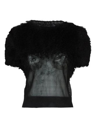 Maison Margiela short-sleeved fuzzy blouse - Black