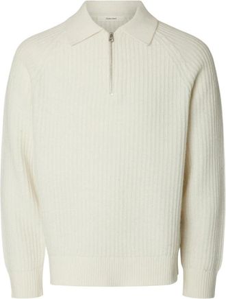 Selected Jersey de punto con media cremallera - Knitwear - Hombre - Beige - S