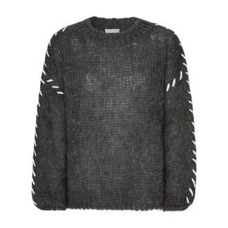 Americandreams Catia Mohair Stitch Pullover - Dames - Ronde hals truien - Grijs - S/M - Wol - Truien & Vesten