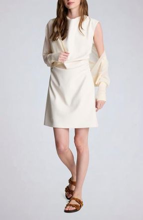 Kenneth Cole Ruched Faux Leather Minidress in Oyster at Nordstrom, Size 14