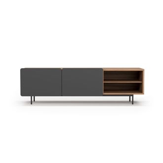 HERDASA Mueble tv melamina nogal-grafito patas grafito 54x180x44 cm