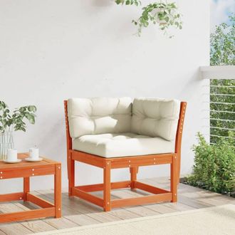 Berkfield Home Garden Sofa Corner with Cushions Wax Brown 73x73x78 cm Solid Wood Pine | Size: 73 x 73 x 78 cm