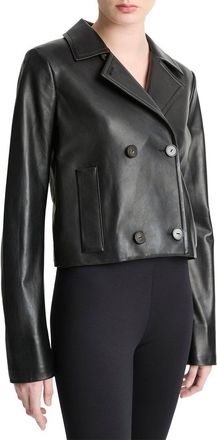 Vince Shrunken Leather Peacoat