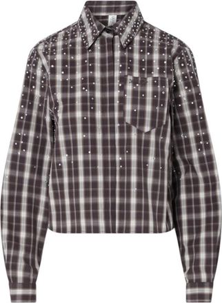 Liu Jo Ruitjesblouse met D&eacute;grad&eacute; Strass - Dames - Overhemden - Veelkleurig - S - Katoen - Overhemden