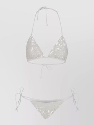 Parosh halter neck triangle sequin beach coverup