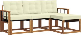vidaXL Conjunto De Sof&aacute;s De Exterior 4 Uds. Natural Y Crema Vidaxl