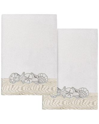 Linum Home Textiles 100% Turkish Cotton Shell Row 2Pc Embellished Bath Towel Set