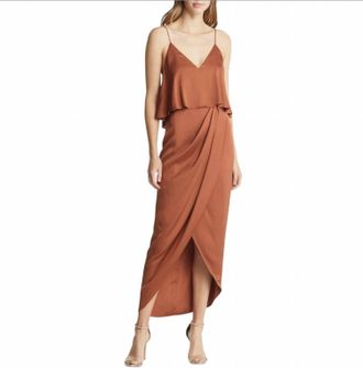 Shona Joy Womens Luxe Frill Tulip Hem Maxi Dress In Mocha