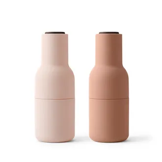 Audo Bottle Grinder Salz- und Pfefferm&uuml;hlen Set, nudes (Holzdeckel Walnuss)