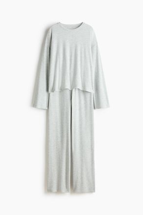 H&M Pyjama aus angerautem Jersey - Grau