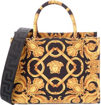 Versace Printed Canvas & Leather Tote