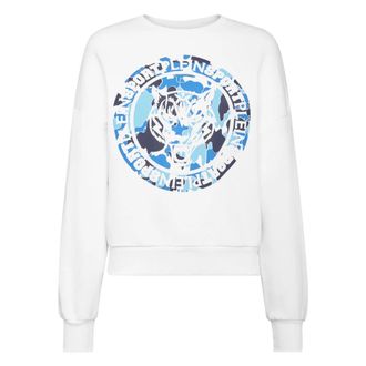 Plein Sport Carbon Tiger Sweatshirt - Dames - Sportshirts - Wit - XS - Katoen - Fitness