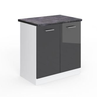 Vicco Armario Bajo Para Fregadero R-line, Antracita Alto Brillo, 80 Cm, Et Antracita Vicco