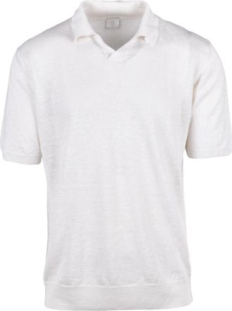 Eleventy White Linen Piqu&eacute; Polo