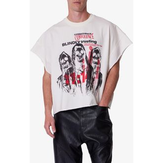 mnml Grim Graphic Cutoff T-Shirt in Off White at Nordstrom Rack, Size X-Large
