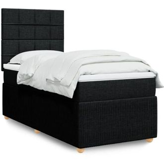 vidaXL Cama Box Spring Con Colch&oacute;n Tela Negro 90x200 Cm Vidaxl