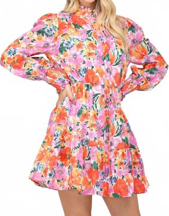 Fate Floral Button Front Dress In Multi