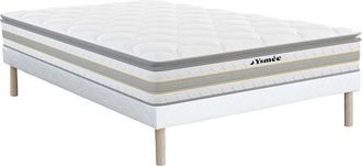 Vente-Unique Conjunto somier + colch&oacute;n de muelles ensacados y cubrecolch&oacute;n CANTERBURY de YSMEE - 140 x 190 cm