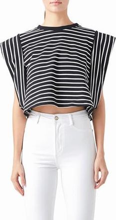 endless rose Stripe Crop T-Shirt in Black/White at Nordstrom Rack, Size X-Small