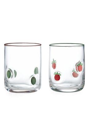 Godinger Set of 2 Coordinated Icon Glasses in Green/red at Nordstrom