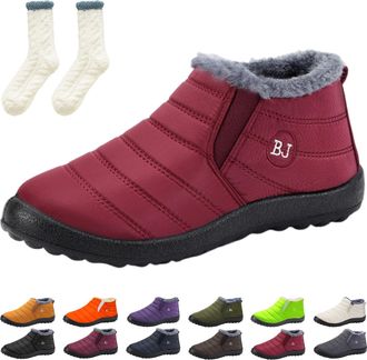 Generic Womens Waterproof Orthopedic Warm Boots, Anti-Slip Winter Snow Boots Fur Lined Slip On for Outdoor Walking (Maroon,6)