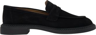 Estro & Luminara Schoenen, Dames, Zwart, 37 EU, Leer, Zwarte Penny Loafers voor dames gemaakt van Italiaans echt velours
