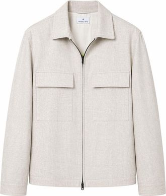 Manuel Ritz Linen Front Zip Classic Collar Jacket