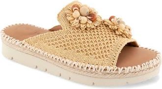 Gentle Souls Leilani Slide Sandal in Natural Knit Flower at Nordstrom, Size 6.5