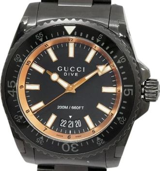 Gucci Pre-owned Watches, male, Black, Size: ONE SIZE Pre-owned Stainless Steel watches