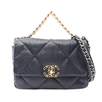 Chanel Pre-owned 19 Matelasse Lambskin Shoulder Bag - Dames - Pre-owned - Zwart - Maat: ONE Size Leer