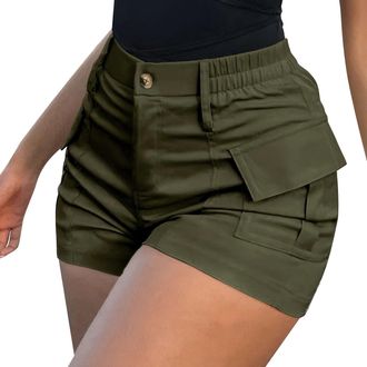 Generic Womens Cargo Denim Shorts Trendy High Wasited Cotton Casual Summer Hot Pants Stylish Slim Fit Mini Jean Shorts Y2K Streetwear Green