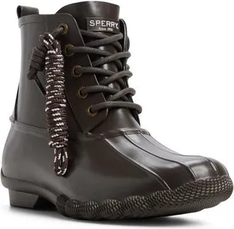Sperry Top-Sider Saltwater Waterproof Rain Boot in Dark Brown at Nordstrom, Size 9.5