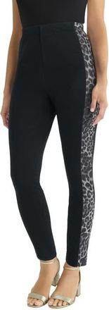 Jessica London Everyday Stretch Cotton Capri Legging in Black Painterly Cheetah at Nordstrom, Size 12