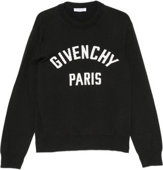 Givenchy Truien & Vesten, Heren, Zwart, S, Katoen, Paris Logo Gebreide Trui