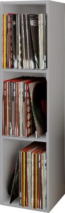 ebuy24 Scaffale Vcm Wood Records Mensola Con 3 Scomparti Per 100 Record Dimensioni: A. 107 X L. 34 X T. 30 Cm - Platto (grigio)