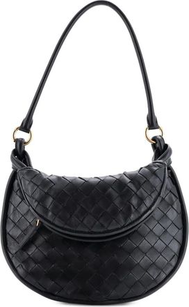 Bottega Veneta Gemelli Intrecciato leren kleine schoudertas - Zwart