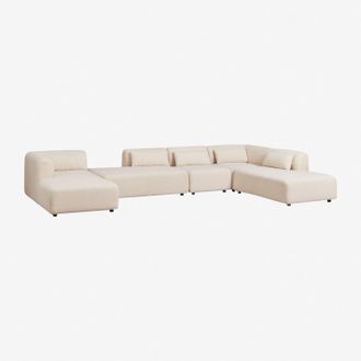 Sklum Sklum - Sof&aacute; Modular Chaise Longue Izquierdo De 5 Piezas Con Doble Div&aacute;n Fogler